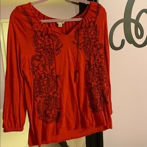 Red 3/4 sleeve tunic